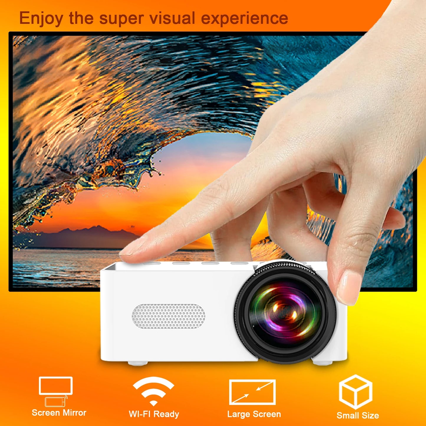 Mini Portable Projector YT100 Full HD Mobile Video Wifi Smart Home Theater Wireless Same Screen IOS/Android Wifi